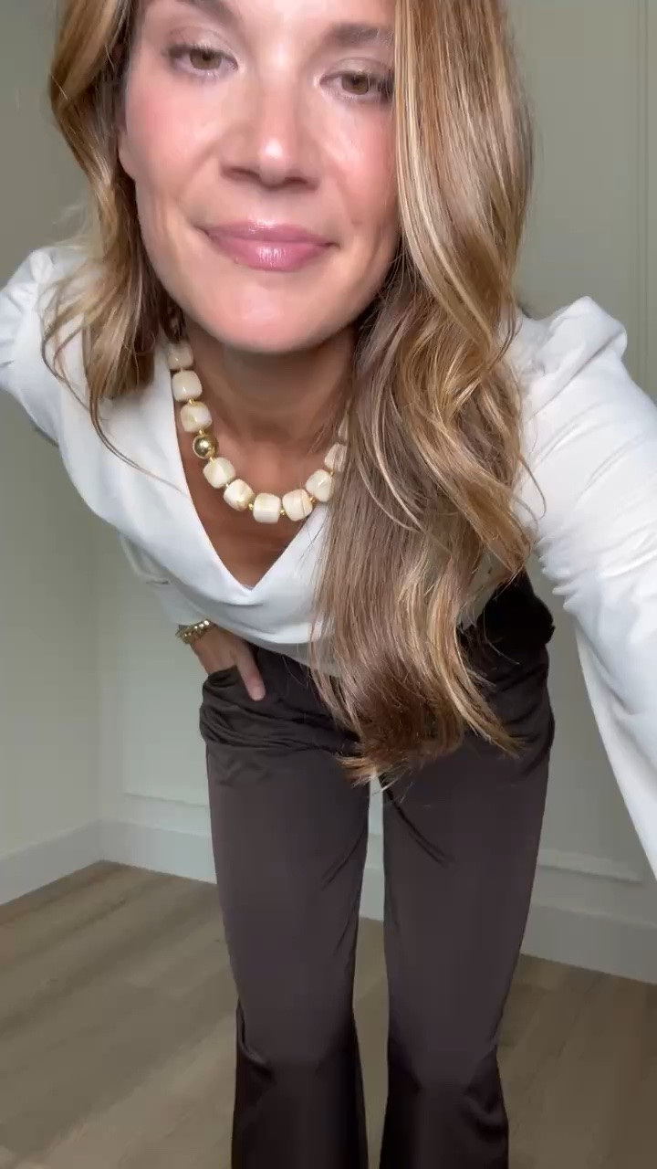 This is one of those office outfits I’d wear when I want something comfortable but still pulled together. The chocolate brown trousers feel so good for fall, and pairing them with a simple white blouse and matching boots keeps everything easy and wearable.

Size M pants

Chocolate brown trousers, Office outfit, Fall workwear, Tall girl pants, Business casual, White blouse, Work outfit ideas, Fall trousers, Tall girl fashion, Office style, Brown pants outfit, StangandCo

#LTKootd #LTKTall #LTKWorkwear