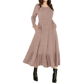 ANRABESS Womens Fall Long Sleeve Midi Dress | Amazon (US)