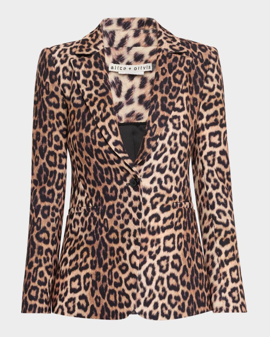 Alice + Olivia Macey Leopard Fitted Blazer | Neiman Marcus