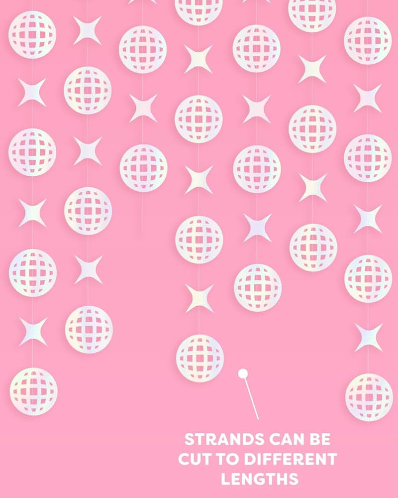 xo, Fetti Iridescent Disco + Sparkle Hanging Garland - 4 pcs, 12' | Last Disco Bachelorette, Groo... | Amazon (US)