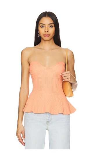 Saffy Peplum Top in Coral | Revolve Clothing (Global)