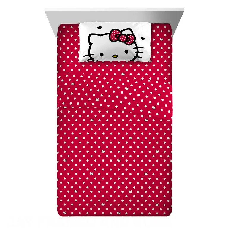 Hello Kitty Kids Twin Sheet Set, Red, Sanrio | Walmart (US)