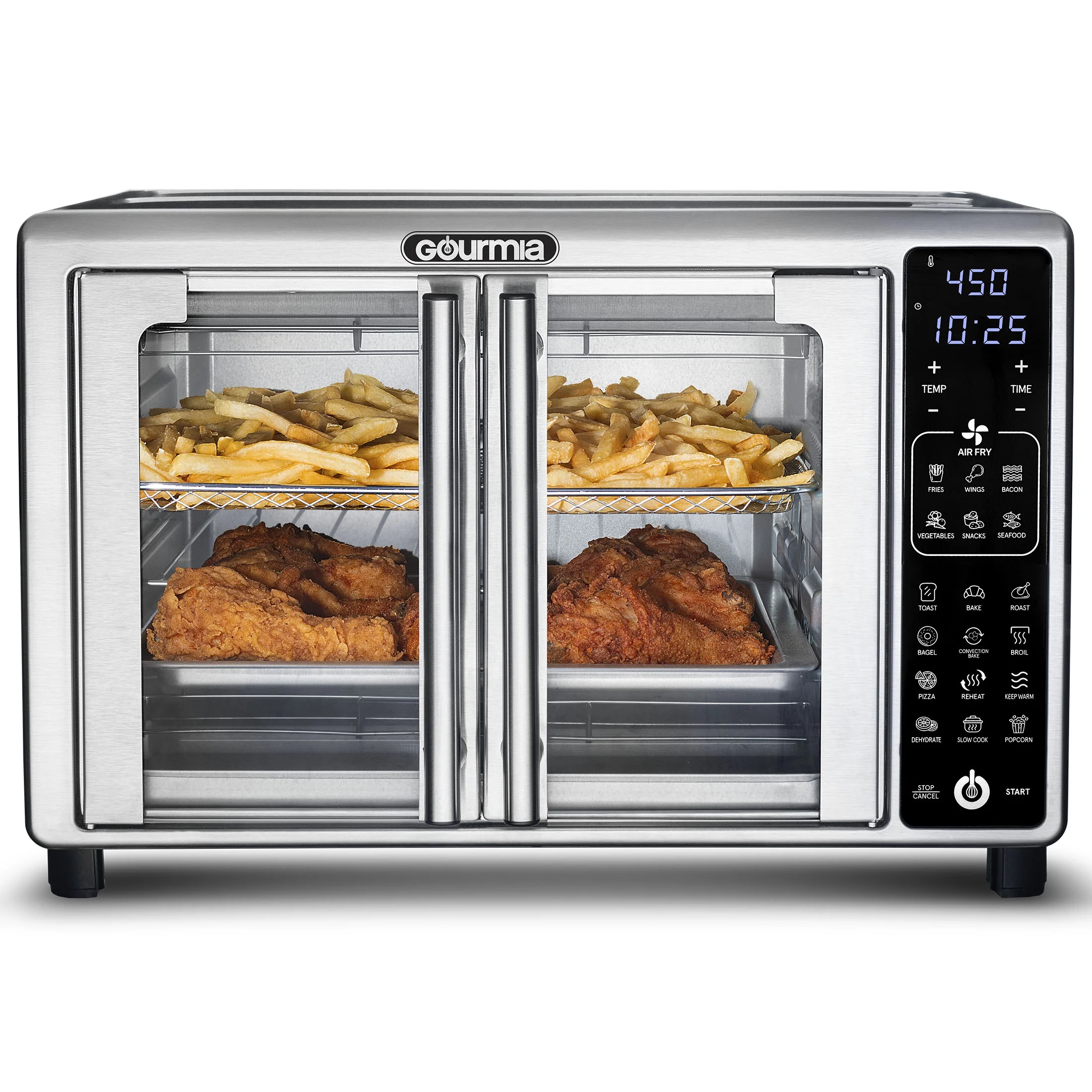 Gourmia French Door 6-Slice Digital Toaster Oven Air Fryer, 19 One-Touch Presets, 24L, Stainless ... | Walmart (US)