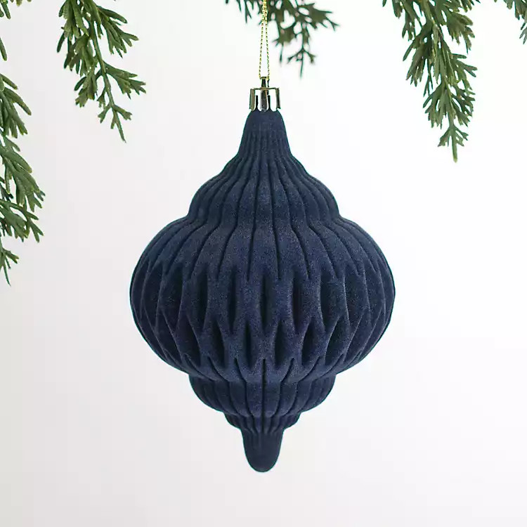 Slate Blue Velvet Finial Ornament, 4 in. | Kirklands Home | Kirklands