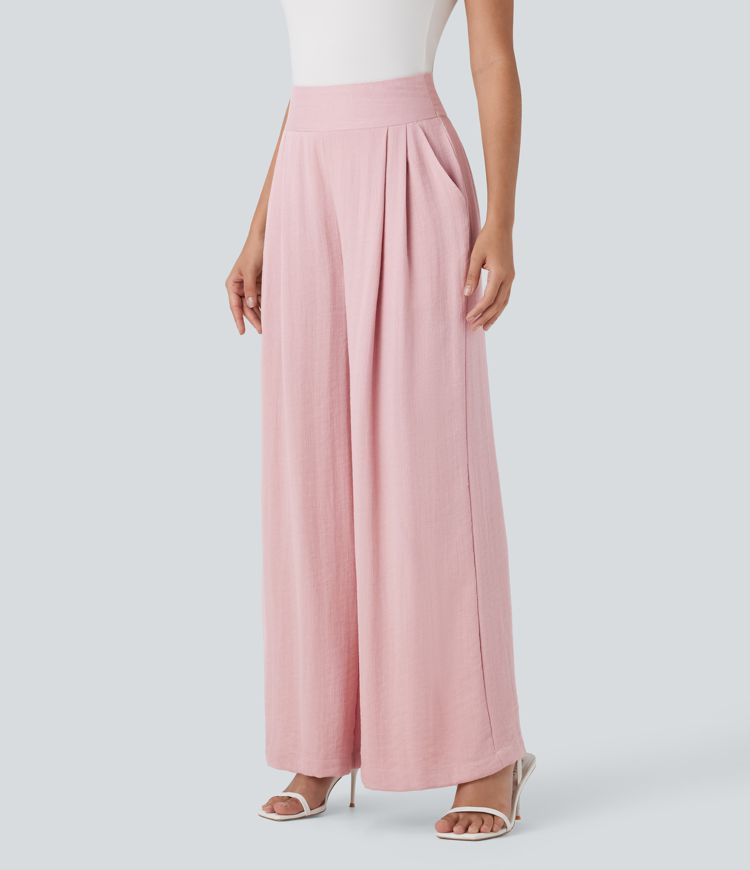 Women’s High Waisted Wide Leg Work Pants with Side Pockets - Halara | HALARA
