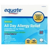 Equate Non-Drowsy All Day Allergy Relief Loratadine 10 mg Tablets Antihistamine, 10 Count, Compar... | Walmart (US)