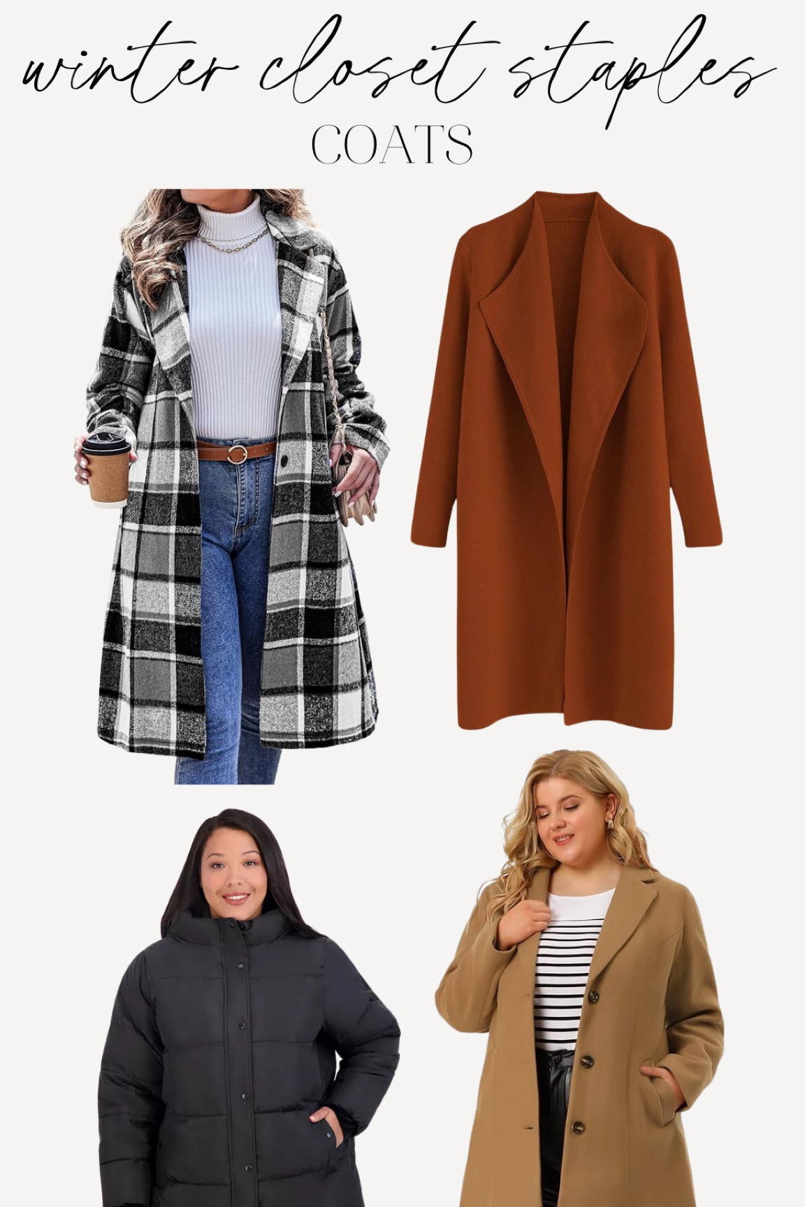 Winter closet staples/capsule wardrobe: coats! 

Plus size, amazon fashion, winter coats, plus size coats and jackets 

#LTKplussize #LTKfindsunder50 #LTKSeasonal
