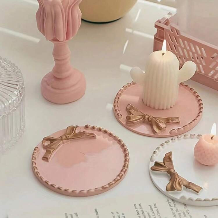 1pc Ins Candle Pad Base Home Storage Photography Ornaments Retro Round Tray Small Candle Candle H... | SHEIN