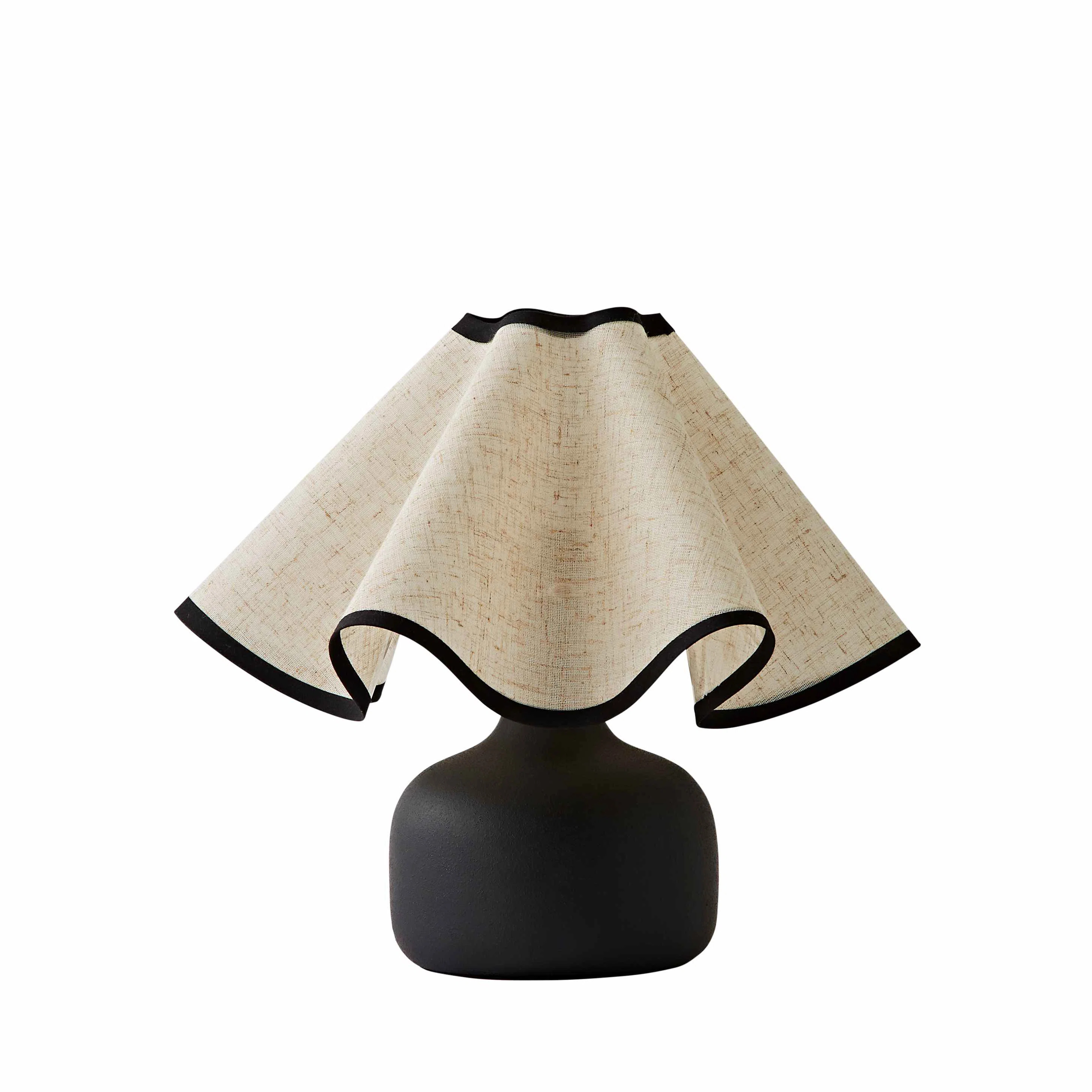 Delaun Black Ceramic Table Lamp with Linen Wave Shade and Bulb | Wayfair UK