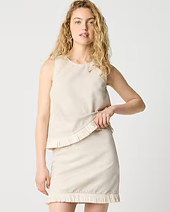 Straw-trim linen-blend skirt | J.Crew Factory