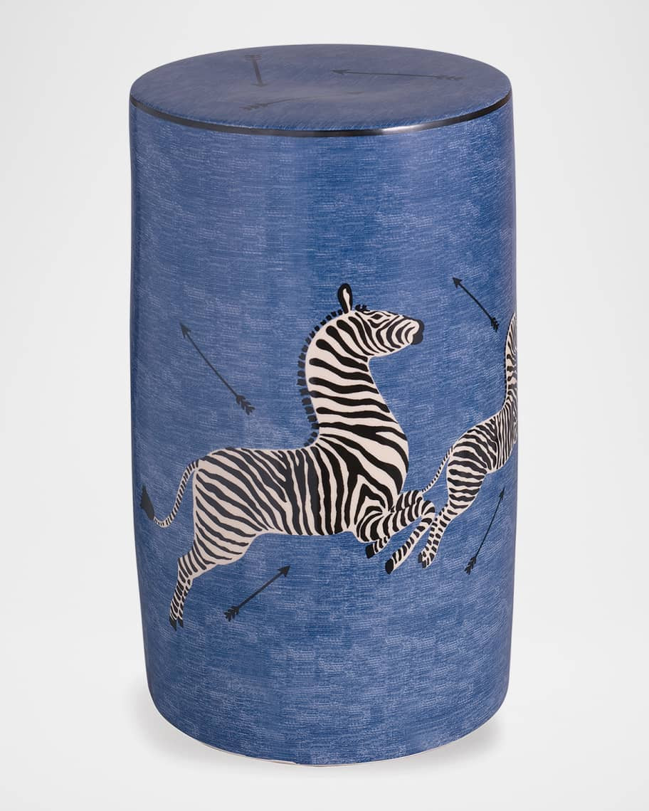 Port 68 Zebra Blue Garden Seat | Neiman Marcus