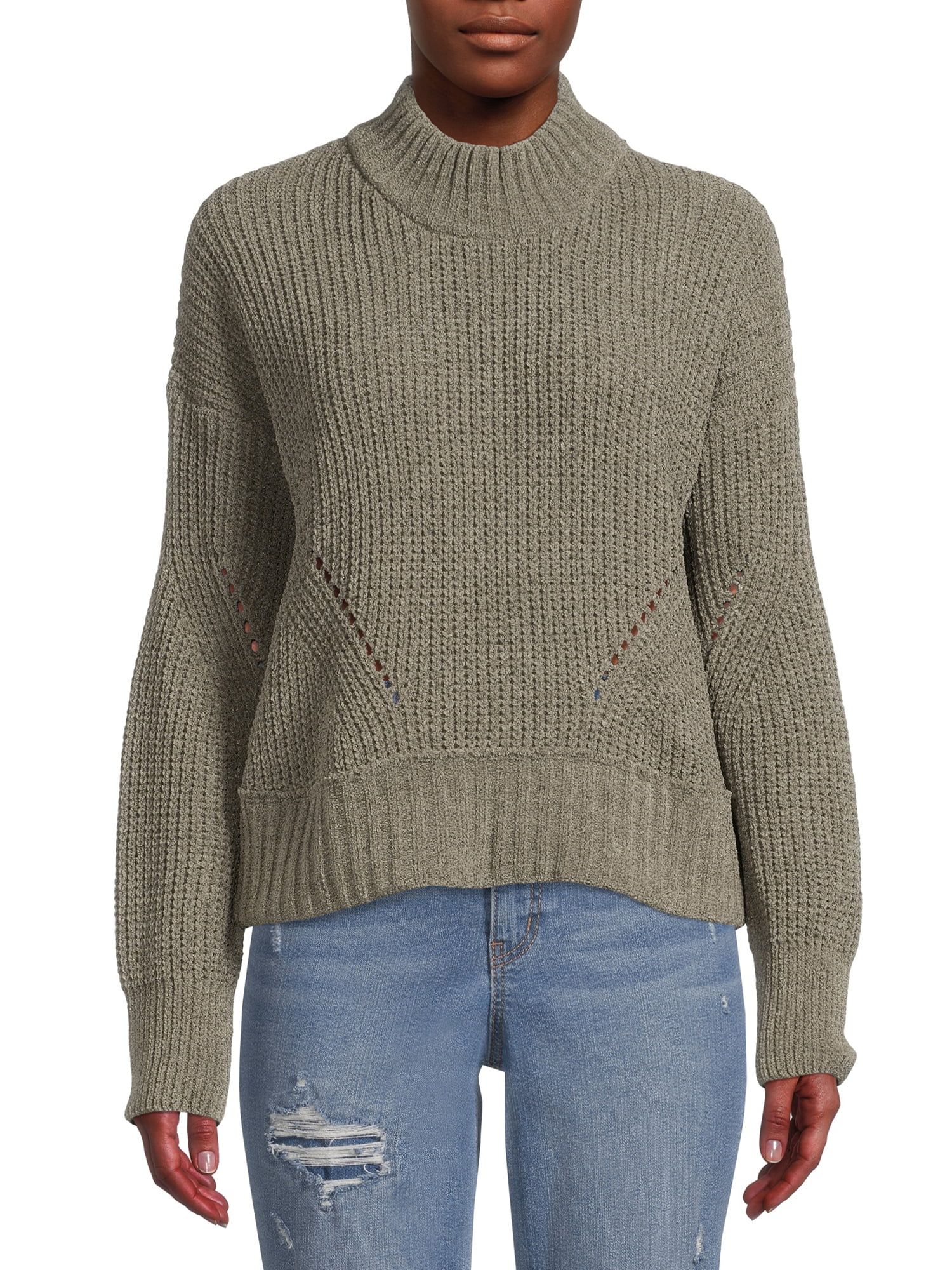 Wild Skye Juniors' Mock Neck Chenille Sweater | Walmart (US)