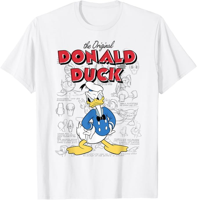 Disney Mickey And Friends Donald Duck Sketches T-Shirt | Amazon (US)