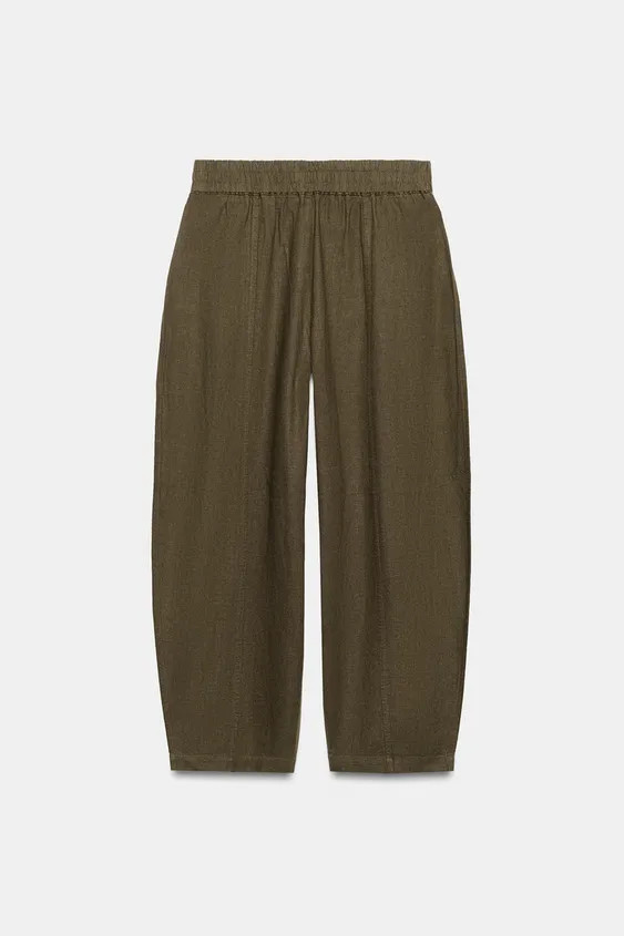 BARREL LINEN BLEND TROUSERS | Zara UK