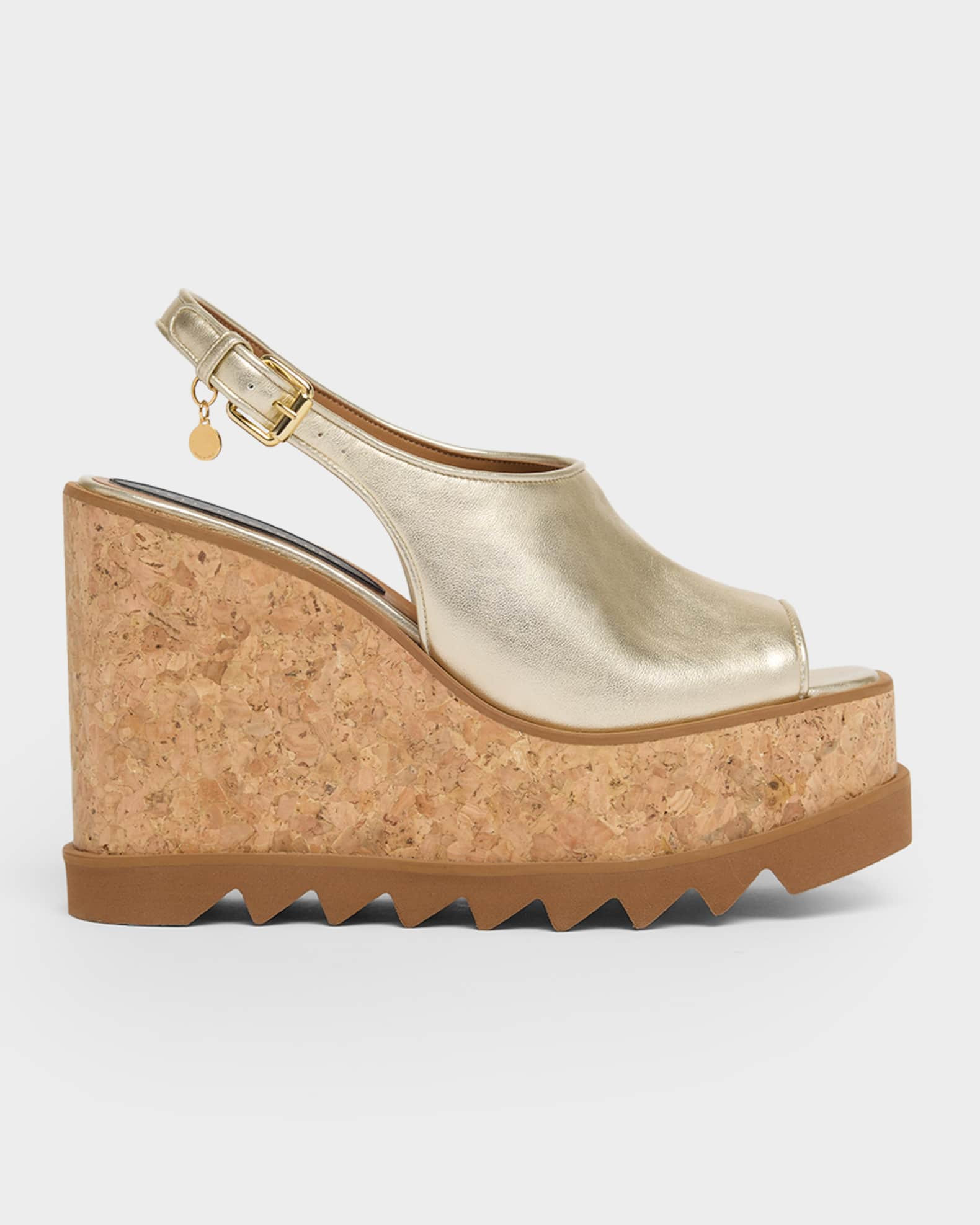 120mm Sneak-Elyse Metallic Vegan Leather Platform Sandals | Neiman Marcus