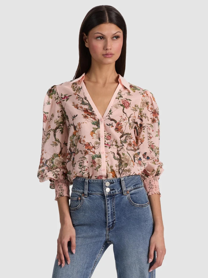 CHARIS BUTTON DOWN BLOUSE | Alice + Olivia