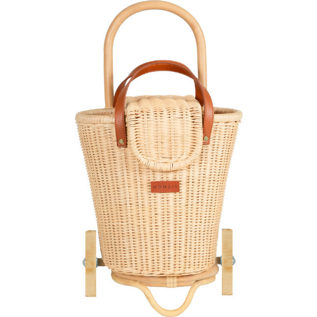 Baby Toys | Kids Toys | Eric Handcrafted Rattan Luggy w/ Detachable Tote Bag & Wooden Wheels, Natural | MOMIJI from Maisonette | Maisonette