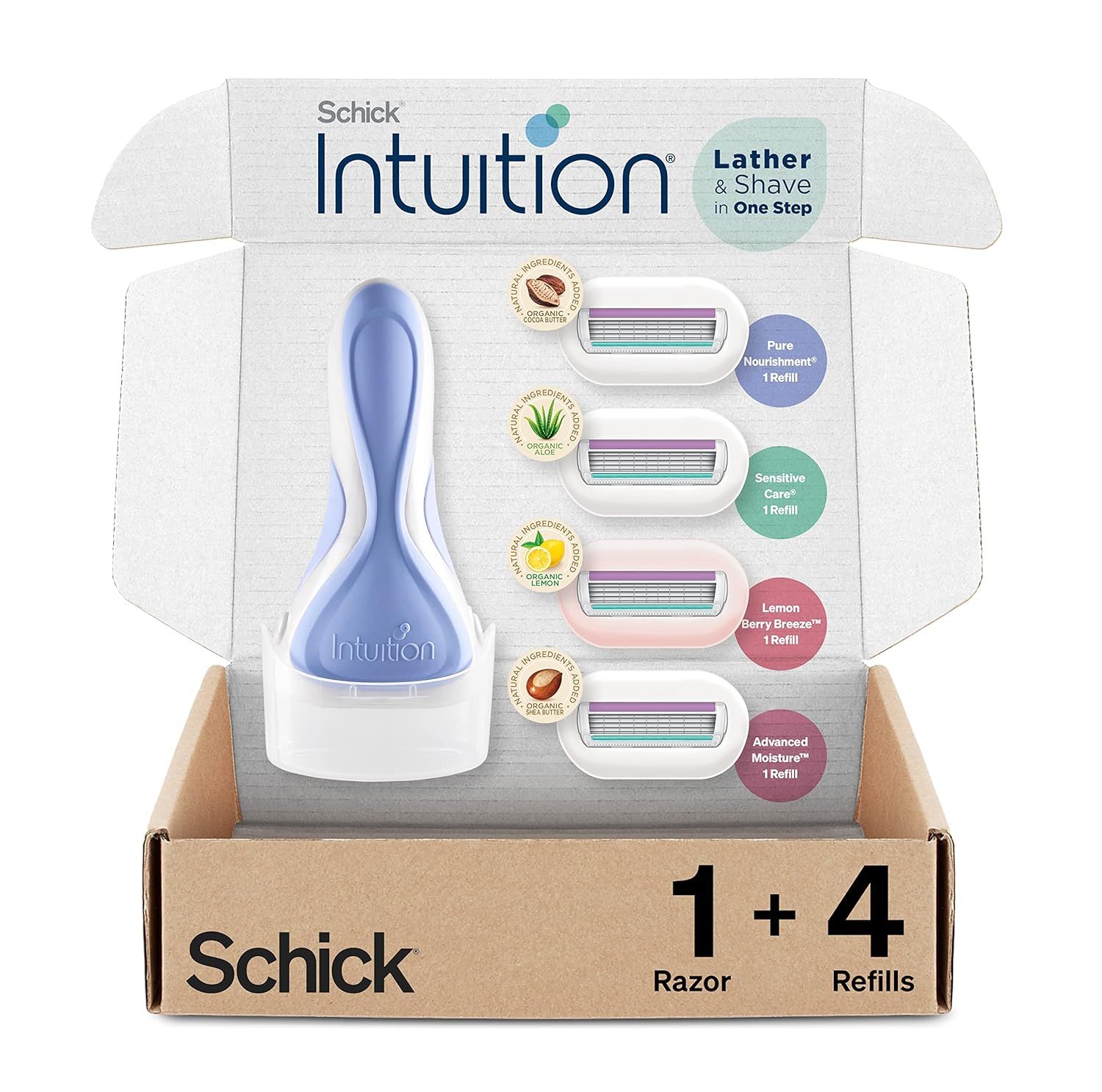 INTUITION Schick Razors for Women Variety Pack with 1 Razor Handle & 4 Intuition Razor Blades Ref... | Amazon (US)