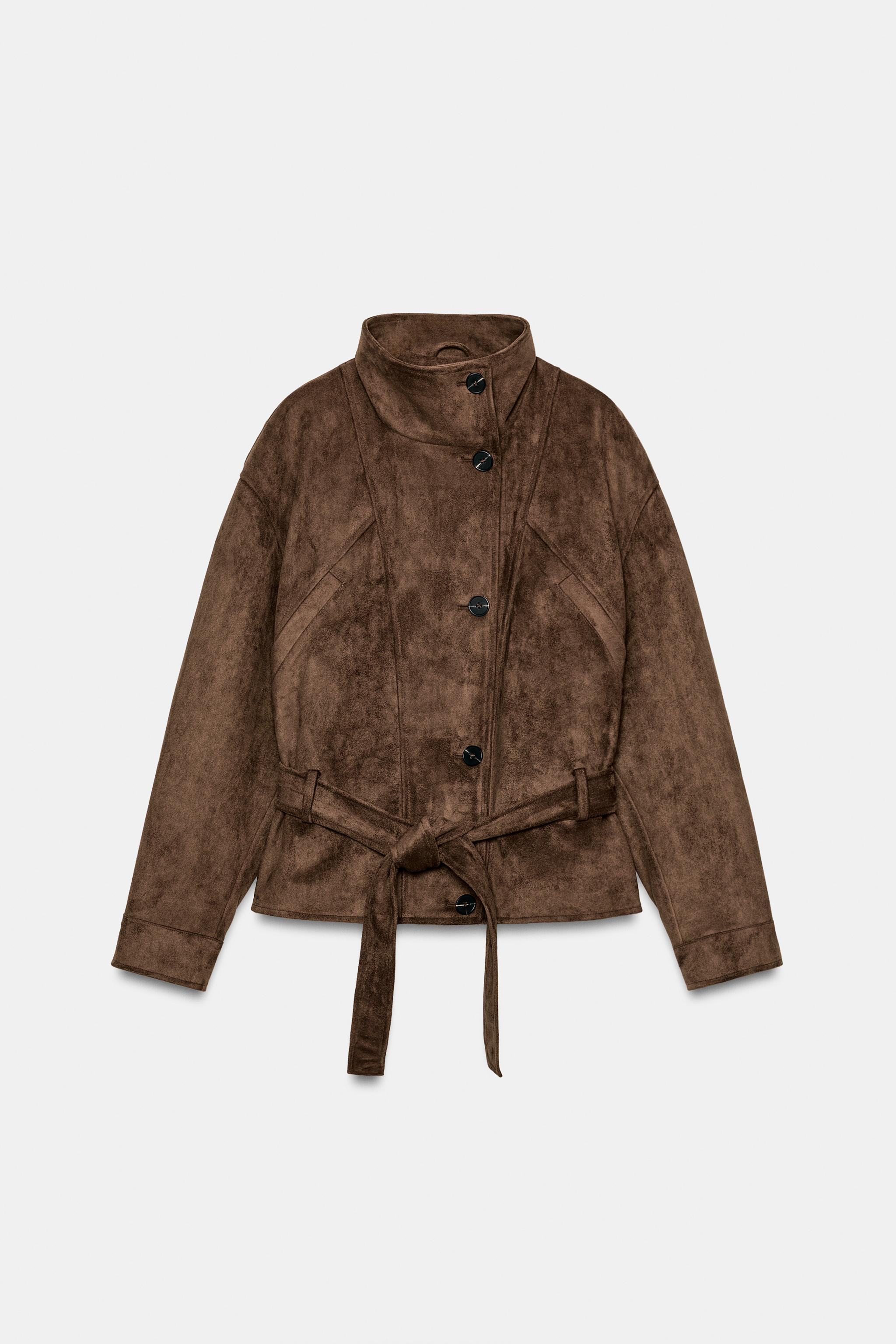 FAUX SUEDE BELTED JACKET | Zara US