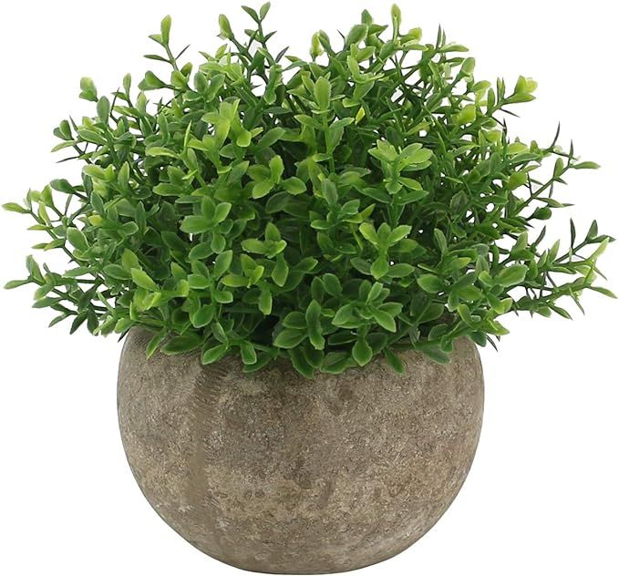 Ogrmar Mini Plastic Artificial Plants Grass in Pot/Small Artificial Faux Greenery/Mini Plants Top... | Amazon (US)