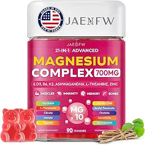 Magnesium Glycinate Gummies 700MG - 21-in-1 Advanced Magnesium Supplement with Ashwagandha, L-The... | Amazon (US)