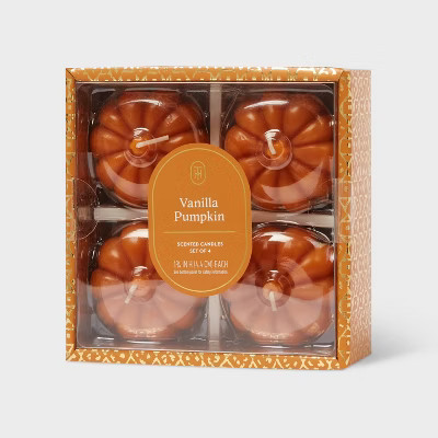 4pk Mini Wax Pumpkin Figural Candle Set Vanilla Pumpkin - Threshold™ | Target