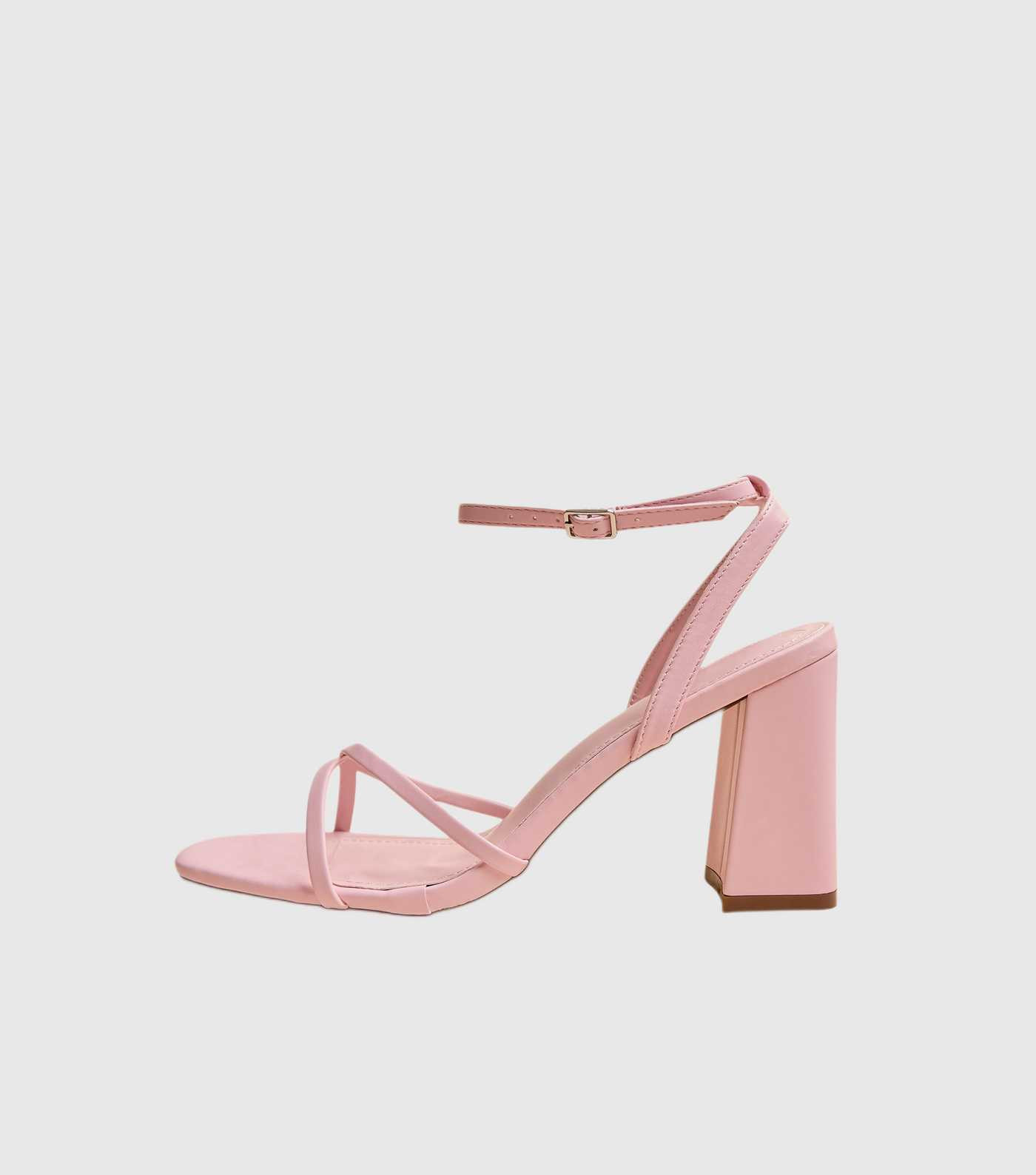 Public Desire Light Pink Matila Faux Leather Block Heel Sandals | New Look | New Look (UK)