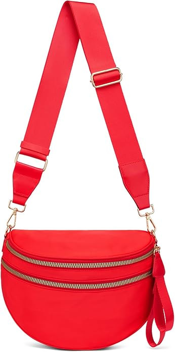 Pure Colour Crossbody Bum Bags for Women Spacious Checkered Cross body Bag Nylon Trendy Fanny Pac... | Amazon (US)