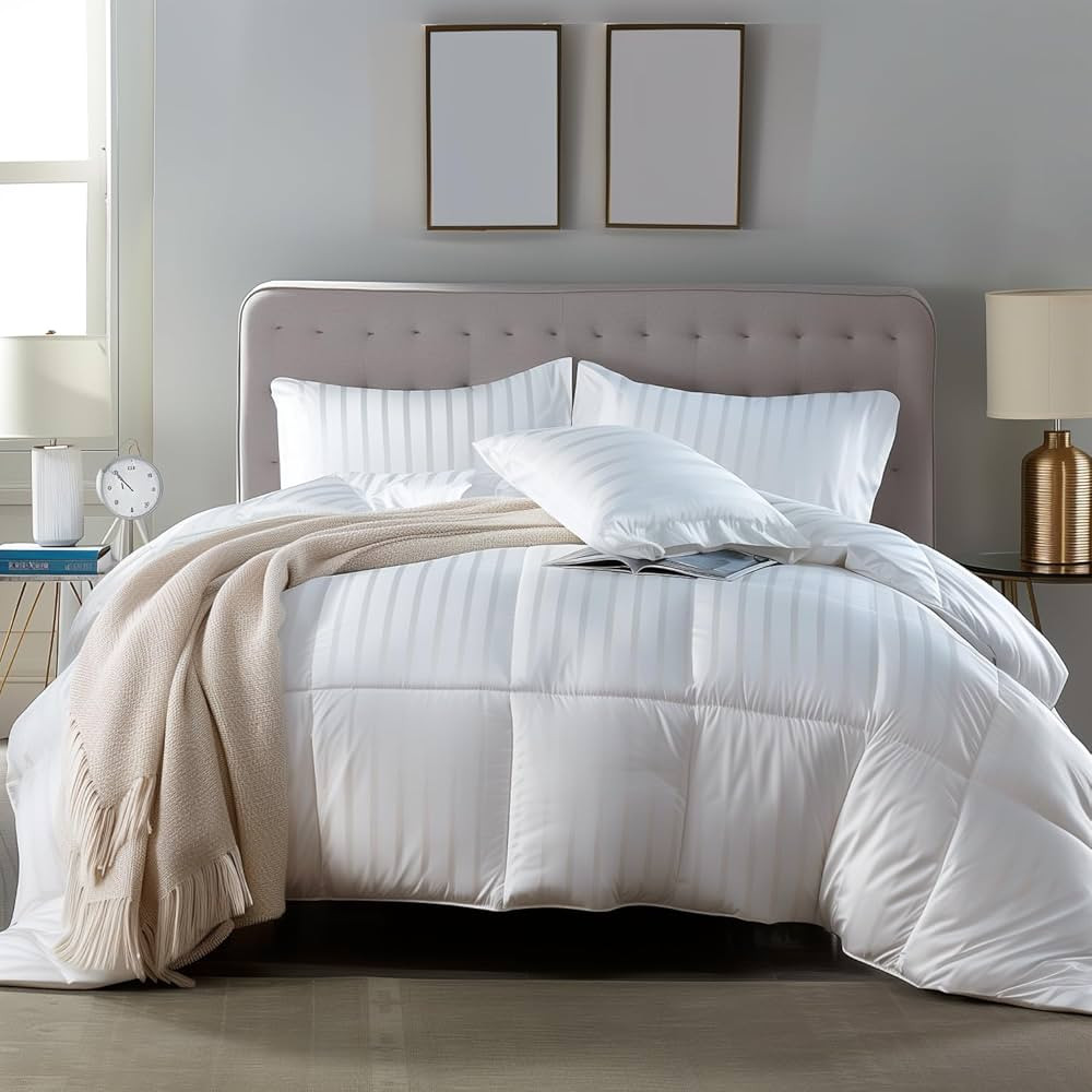 Blue Ridge Home Fashions 500 Thread Count Cotton Damask Duraloft Down Alternative Comforter, King... | Amazon (US)
