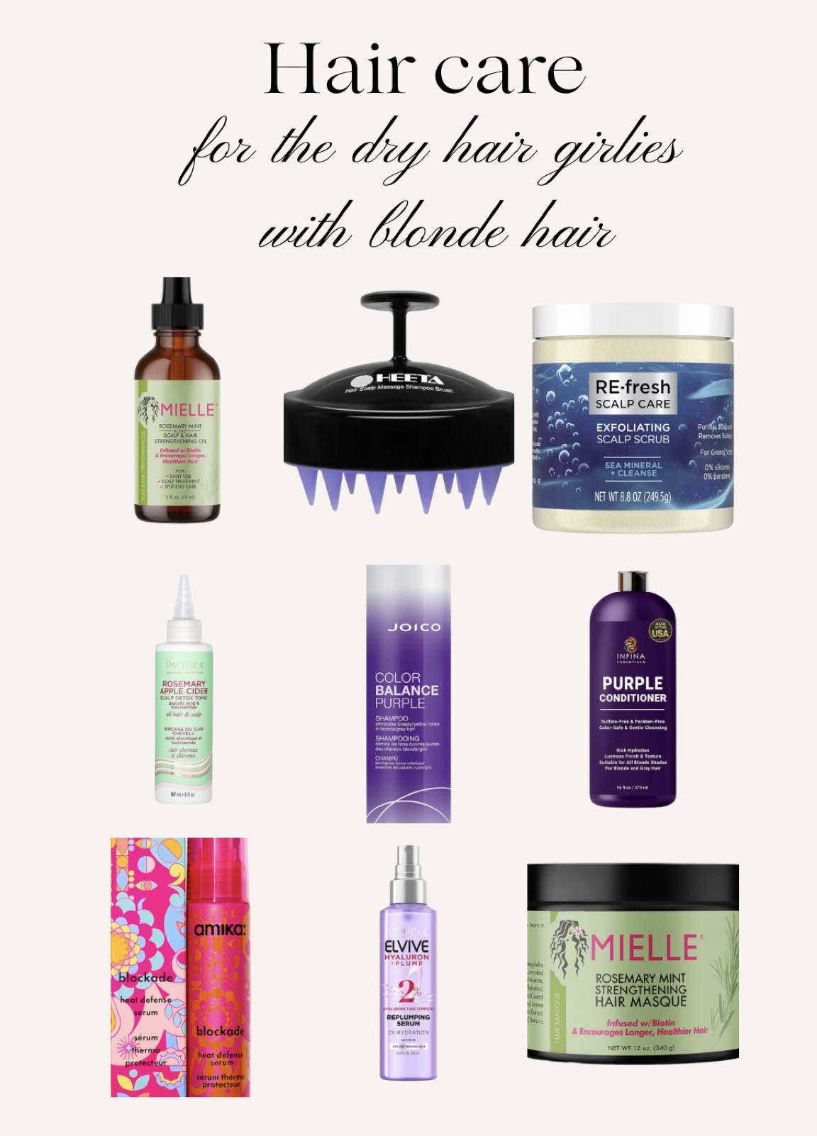 Hair care guide to my girls with dry hair type geared toward blondes! If you have dry hair you can use the same products ! Swap out the purple shampoo/conditioner with Amika’s hydrating shampoo/conditioner 

#LTKGiftGuide #LTKBeauty #LTKCyberWeek
