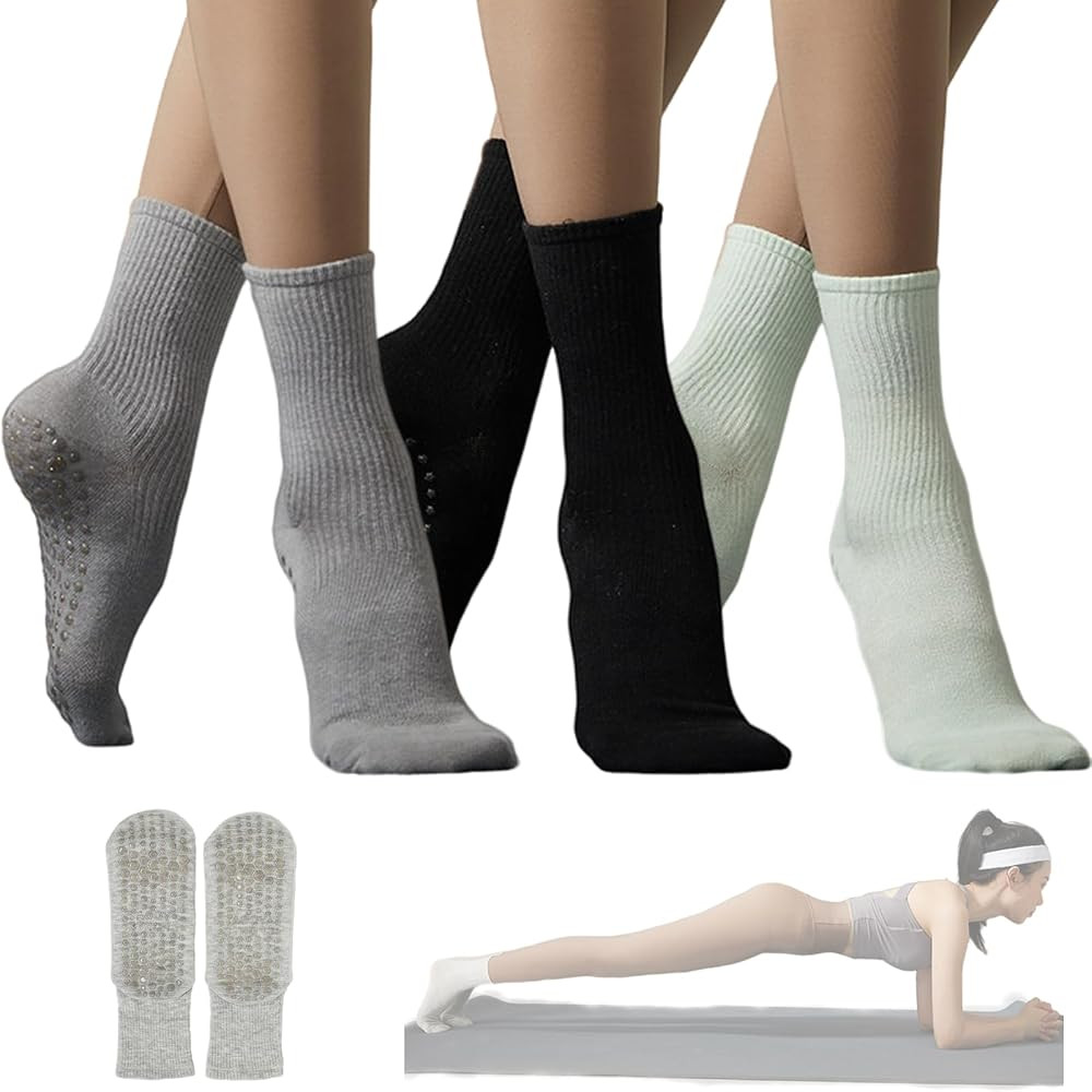 Grip Socks Women Pilates Yoga Socks Non Slip Barre Dance Hospital Running Cute Cotton Ankle Slipp... | Amazon (US)