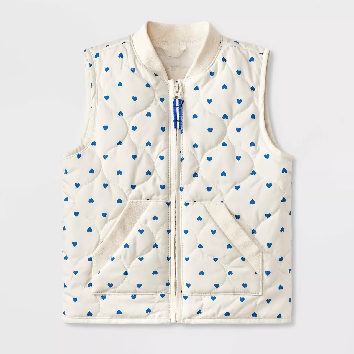 Toddler Girls' Heart Printed Quilted Jacket - Cat & Jack™ Cream | Target