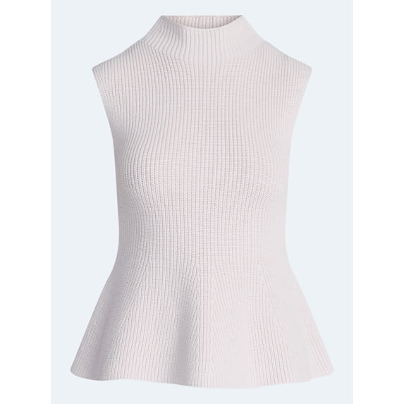 Scoop Women's and Women's Plus Sleeveless Mock Neck Peplum Sweater Tank, Sizes XS-4X | Walmart (US)