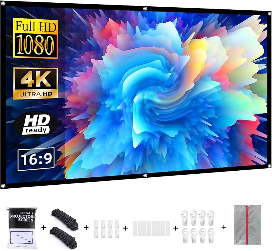 Projection Screen 60 inch Portable Movie Screen Indoor Outdoor 16:9 Foldable Anti-Crease Projecti... | Amazon (US)