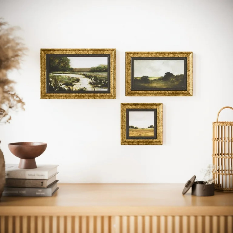 Beautiful Classic Landscape Wall Art Set of 3, Vintage Framed Wall Décor, Gold Brushed Multi-Siz... | Walmart (US)