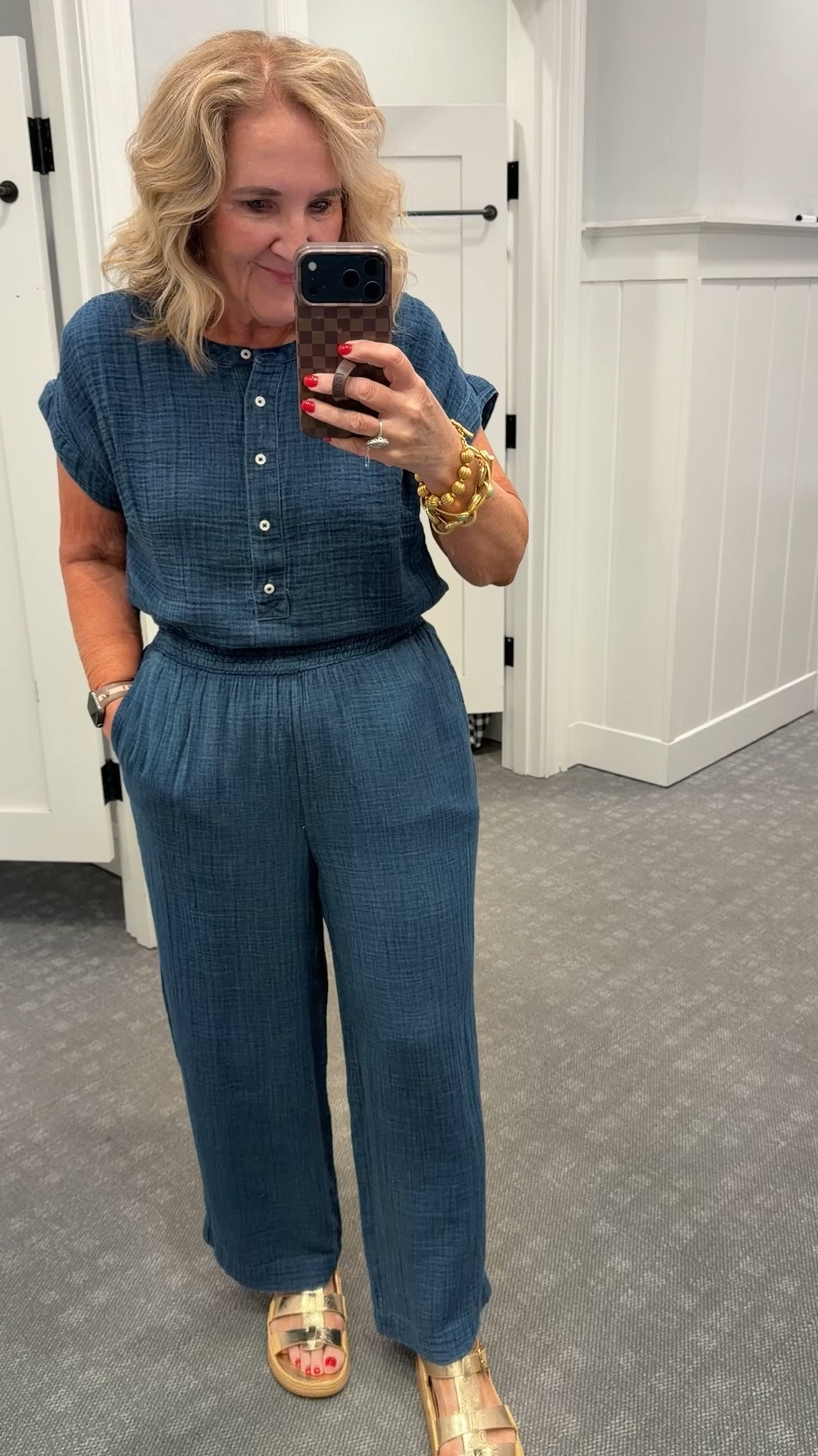 This gauze set looks like denim but lightweight for summer! Love the gauze. 

Wearing a small regular. You can get your reg size if you want it more relaxed. Especially if you’ll wear the top untucked.

#LTKOver40 #LTKSaleAlert #LTKTravel
