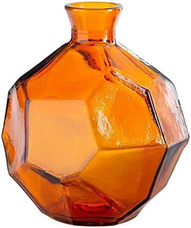 Amazon.com: VivaTerra Origami Recycled Glass Vase, 5" Dia. x 7.5" H, Geometric Glass Vases for Fl... | Amazon (US)