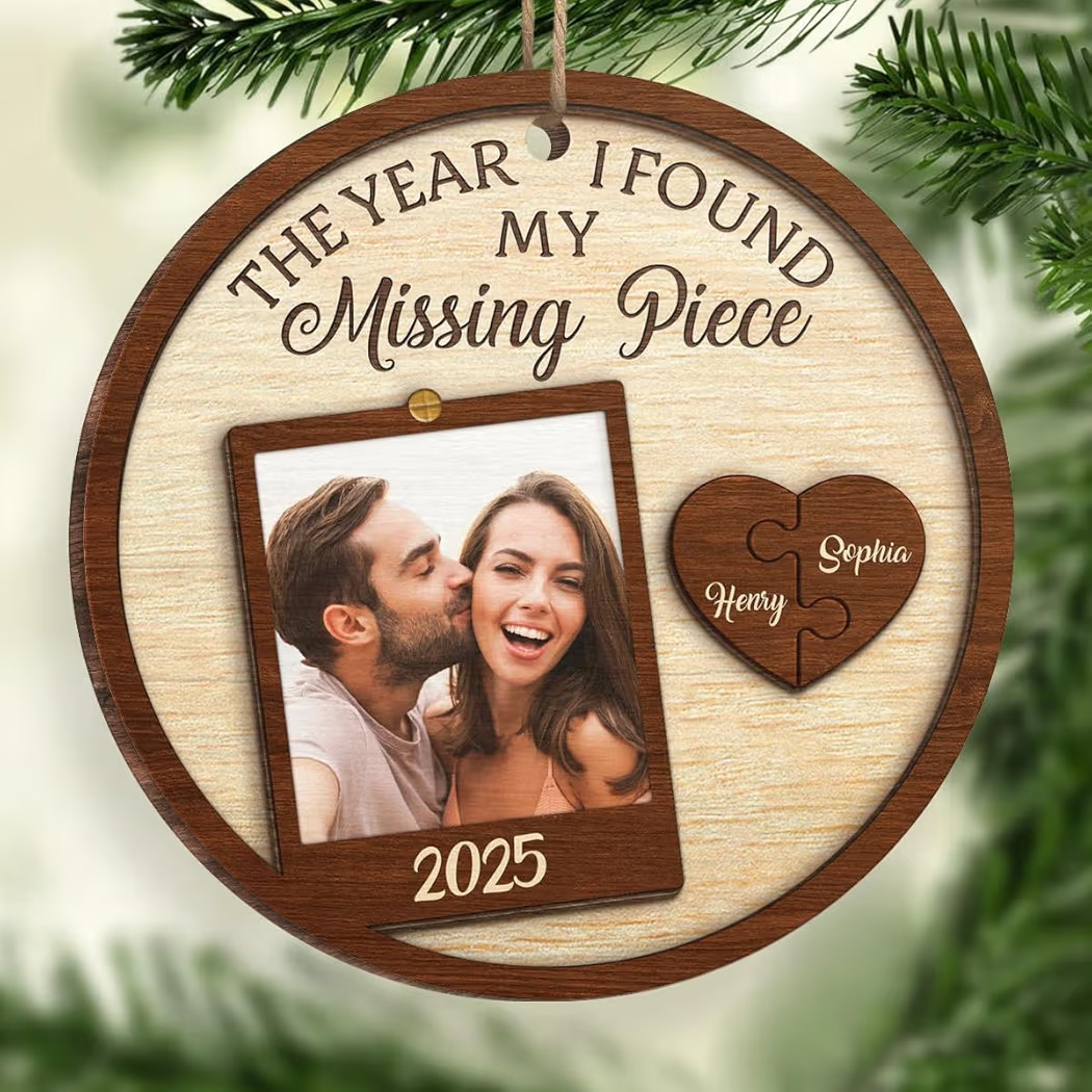 DOPTIKA The Year I Found My Missing Piece Ornament, 2D Custom Photo Wooden Ornament 2025, Couple ... | Amazon (US)