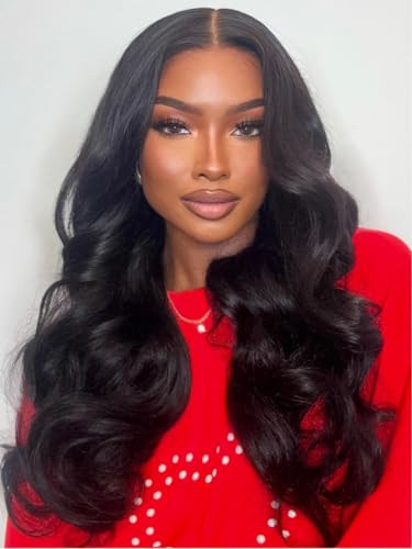 Beauty Forever Glueless Frontal Wig - Body Wave Human Hair, Pre-Cut Lace Front, Bye Bye Knots, Pre-Plucked, 150% Density, 24 Inch | Amazon (US)