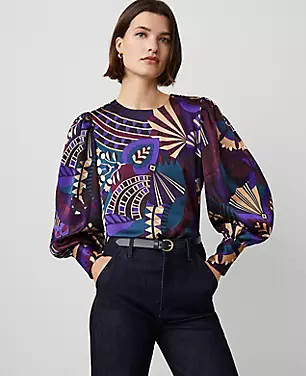 Tall Botanical Puff Sleeve Blouse | Ann Taylor (US)