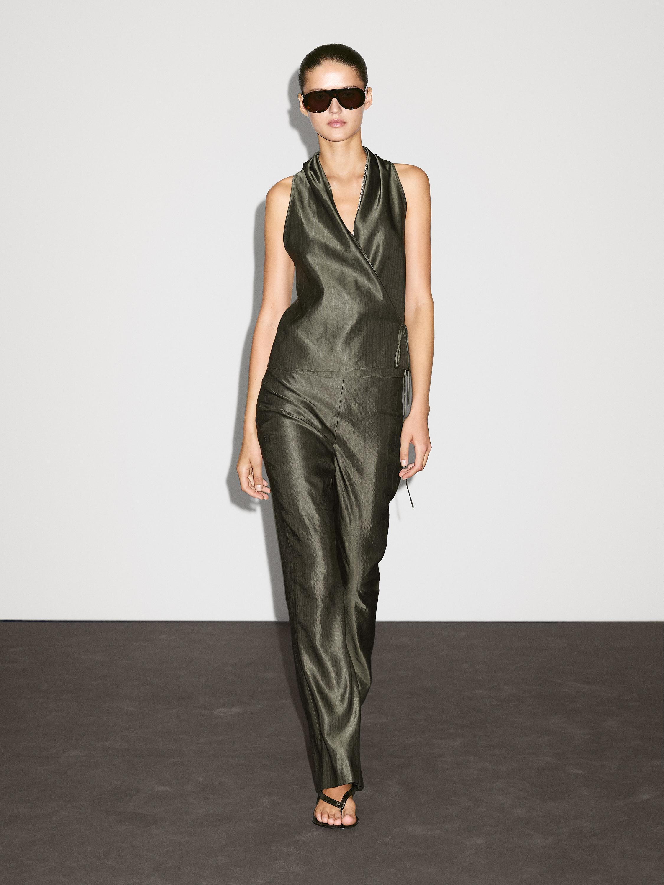 Jacquard crossover halter top | Massimo Dutti UK