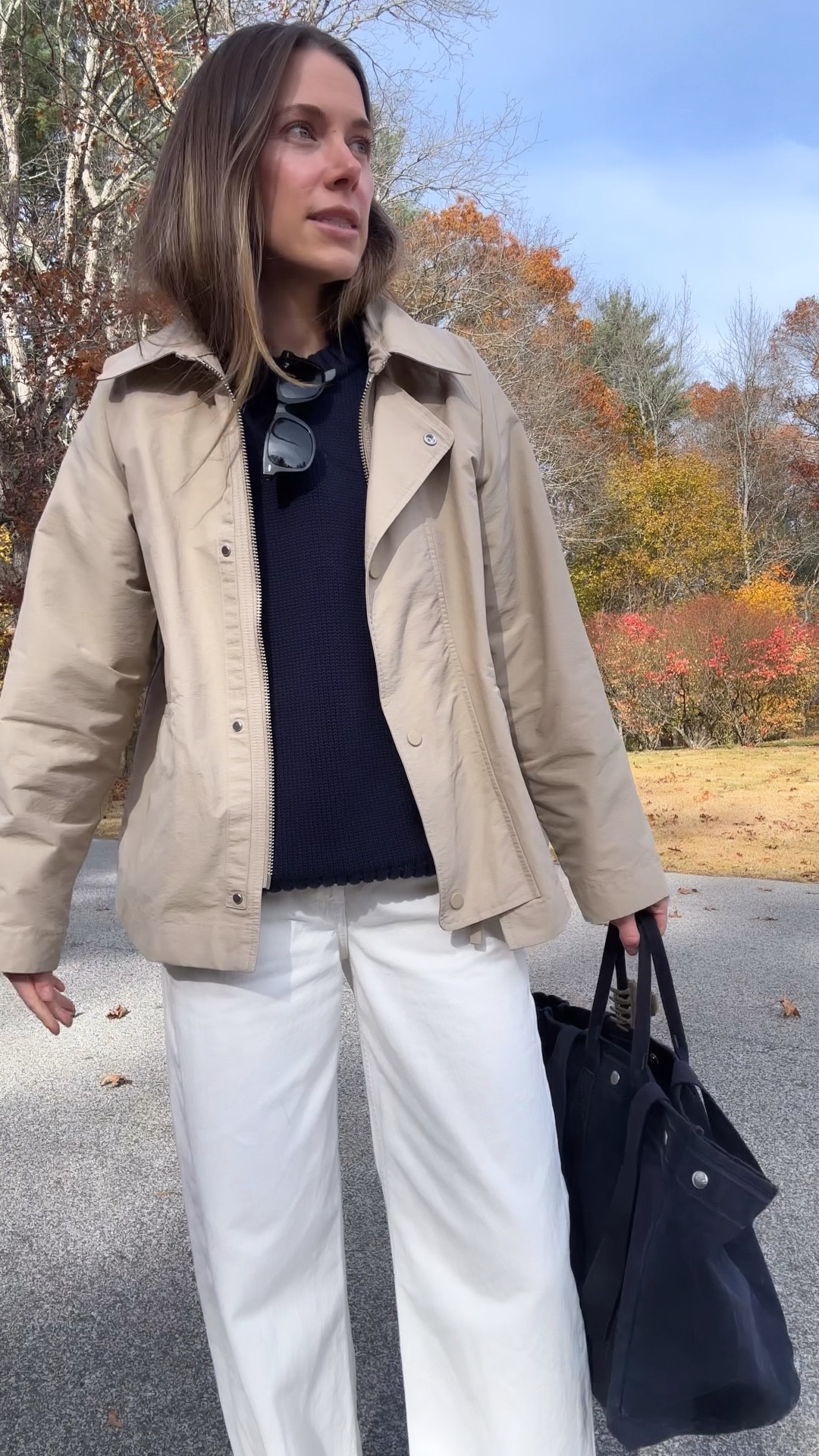 Sweater - Sold out in navy but they restock! I’m in a small
Jacket - TTS I’m in a small
Jeans - Run baggy. I’m in a 26
Shoes - no break in needed! TTS and so comfy

#LTKSeasonal #LTKFindsUnder100 #LTKFindsUnder50