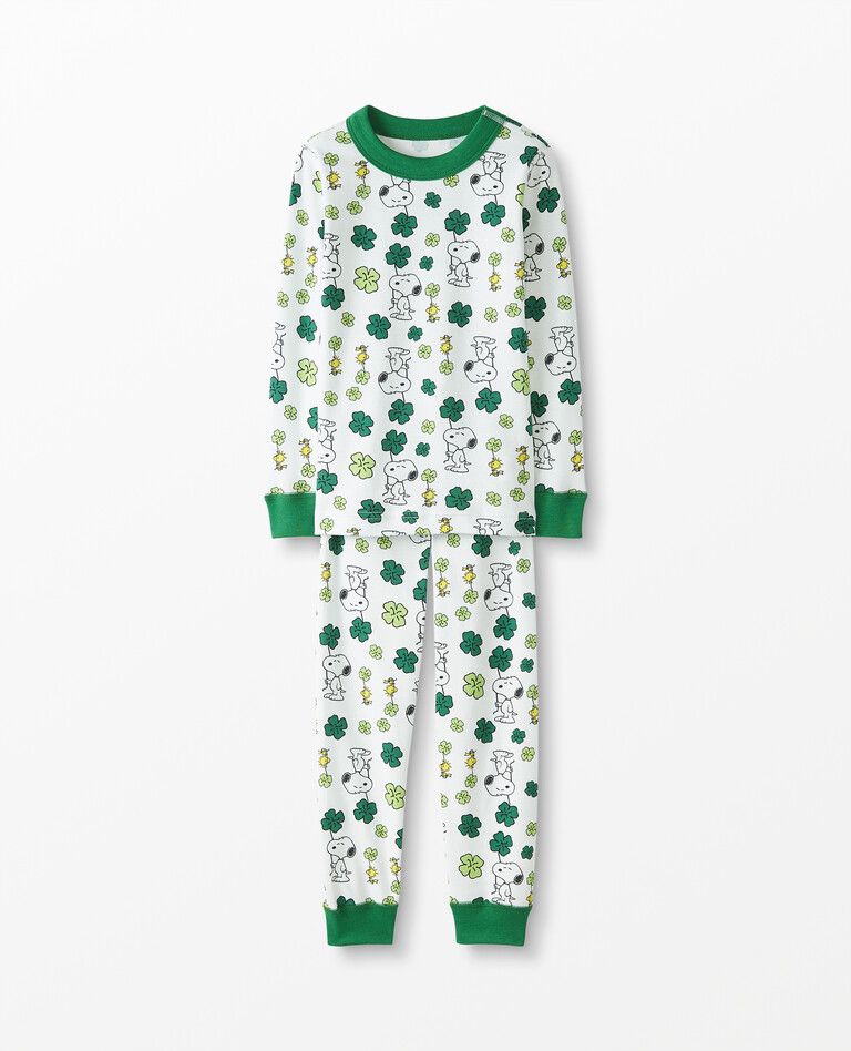 Peanuts St. Patrick's Day Long Johns In Organic Cotton | Hanna Andersson