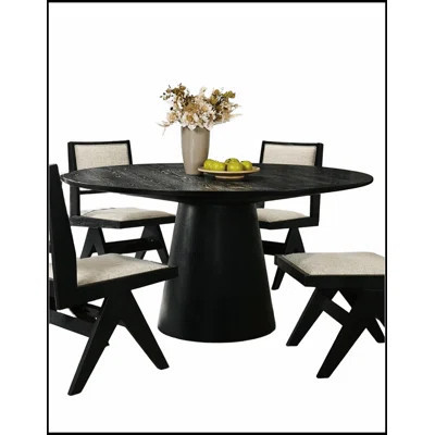 Modern Black Round Dining Table with Cone-Shaped Pedestal Base for Compact and Stylish Dining Areas | Wayfair North America