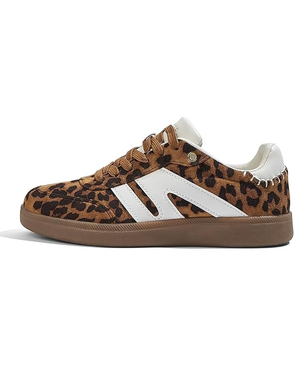 LUCKY STEP Women Classic Retro Gum Sole Fashion Sneakers Casual Tennis Skate Shoe Genuine Leather... | Amazon (US)