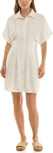 Nicole Miller Cotton Broderie Anglaise Mini Shirtdress | Nordstromrack | Nordstrom Rack