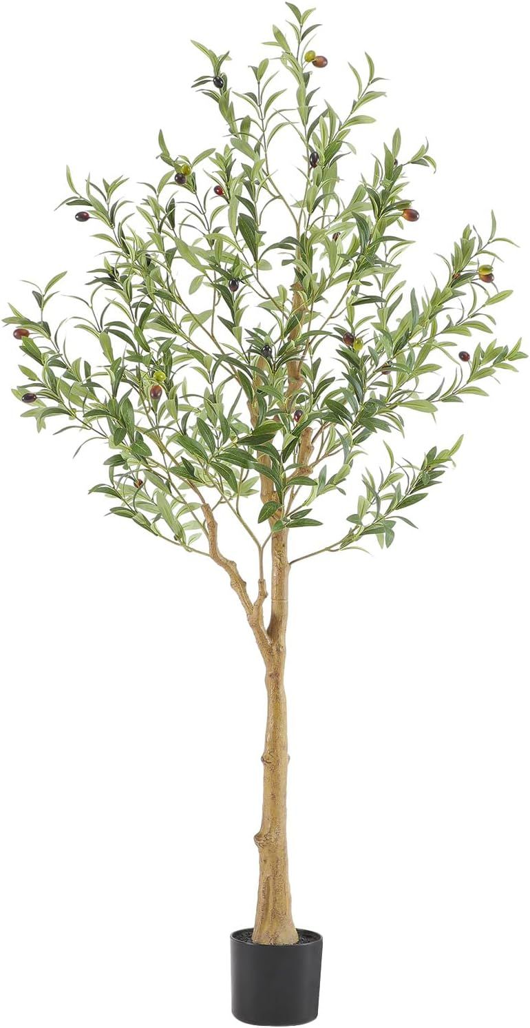 Nafresh Tall Faux Olive Tree，5Ft(60in) Realistic Texture Potted Silk Artificial Olive Tree， F... | Amazon (US)