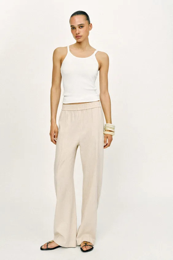STRAIGHT TROUSERS WITH LINEN | Zara UK