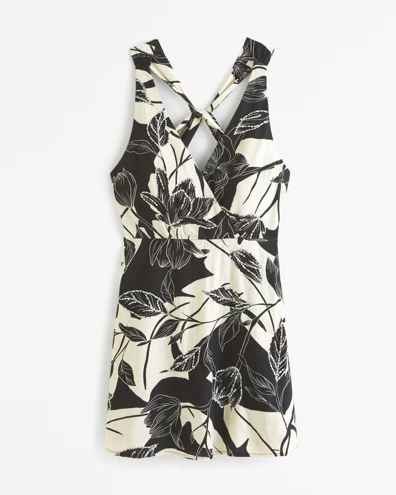 Linen-Blend Wrap Mini Dress | Abercrombie & Fitch (US)