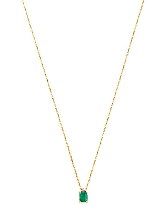 Emerald & Diamond Pendant Necklace in 14K Yellow Gold, 16" - 100% Exclusive | Bloomingdale's (US)
